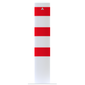 Impact protection bollards | as e-charging post protection |  193 mm | hot-dip galvanized and white powder-coated with 3 red reflective strips foil type RA1/A | To be fixed by plugs